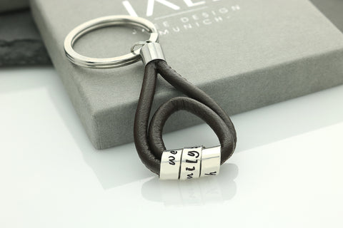 Schlüsselanhänger aus Nappaleder - Sterling Silber Schlüsselanhänger - JAEE Design