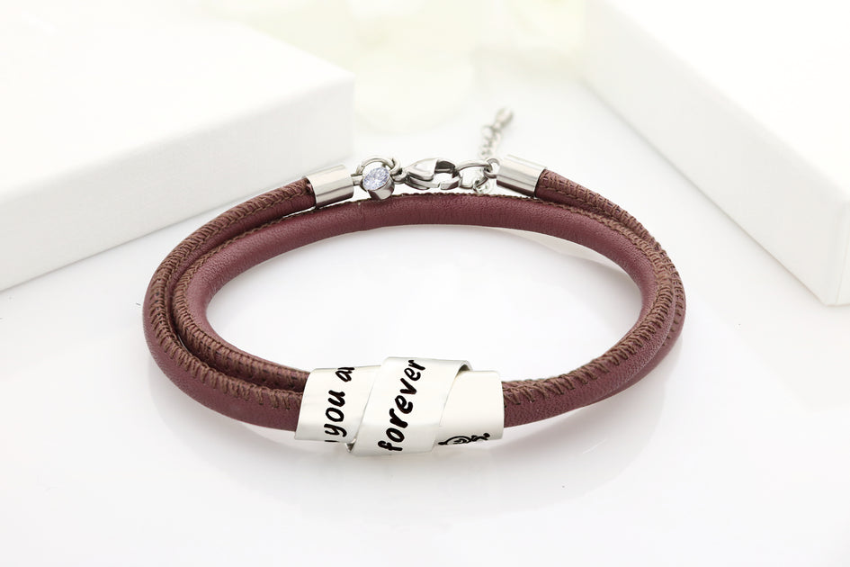 Personalisierte Lederarmband - Lederarmband für Frauen - Leder Wickela –  JAEE Namensschmuck