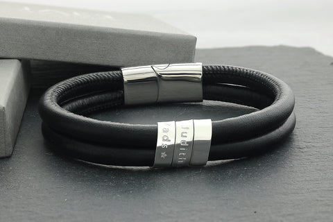 Personalisierte Herrenarmband - Armband mit Gravur - Armband aus Nappaleder