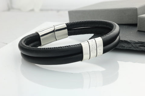 Personalisierte Herrenarmband - Armband mit Gravur - Armband aus Nappaleder