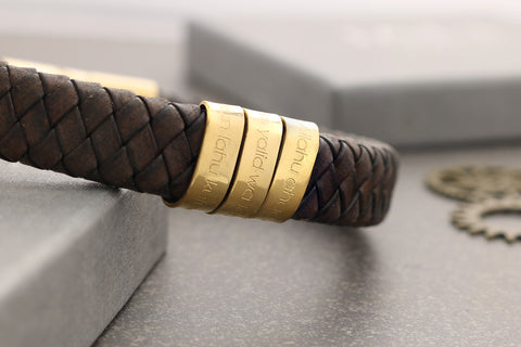 Herren Armband - Gravur Männerschmuck mit Textrolle - Gold Männerarmband mit Gravur