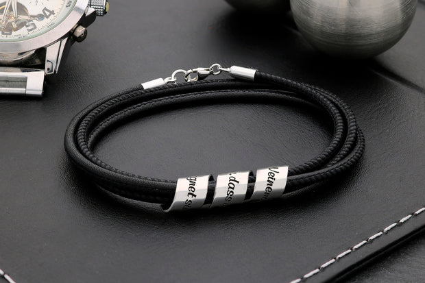 Personalisierte Paararmbänder - Partnerarmbänder aus Sterling Silber 925 und Leder