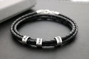 Lederarmband mit gravierten Ringen aus Silber - Geschenk zum Weihnachten - JAEE Namensschmuck