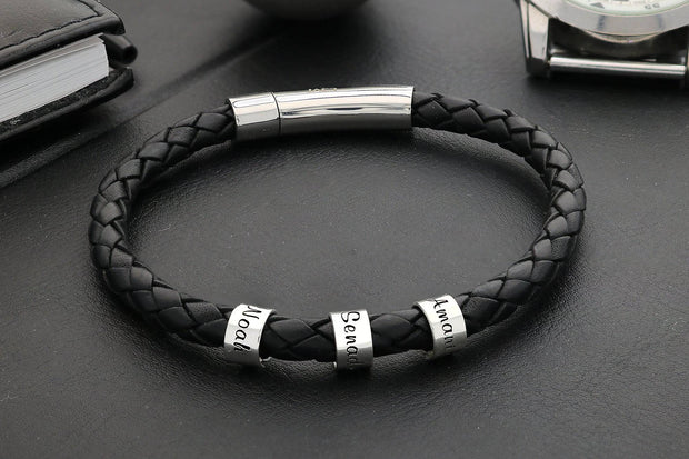 Personalisiertes Namensarmband für Papa - Lederarmband mit Kindernamen - JAEE Namensschmuck