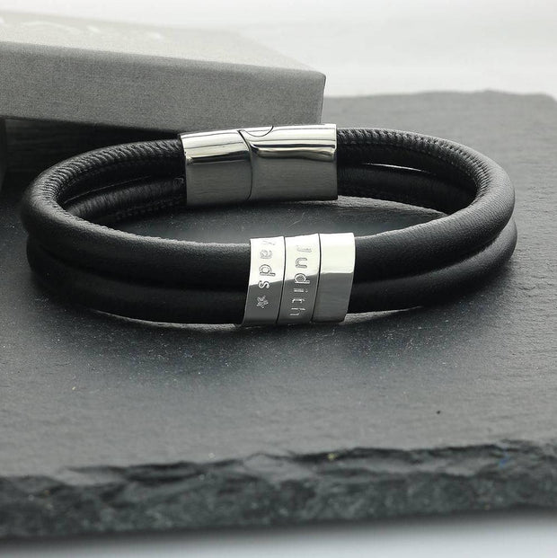 Lederarmband mit Gravur für Männer - Herrenarmband aus Silber 925 - JAEE Namensschmuck