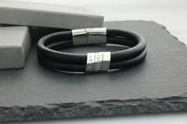 Jubiläum Geschenk für Ihm - Lederarmband mit Gravur - JAEE Namensschmuck