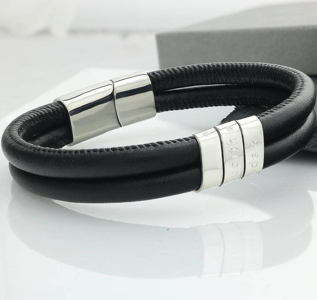 Lederarmband mit Gravur für Männer - Herrenarmband aus Silber 925 - JAEE Namensschmuck