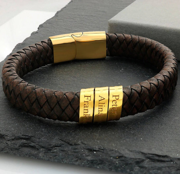 Herren Armband - Gravur Männerschmuck mit Textrolle - Gold Männerarmband mit Gravur - JAEE Namensschmuck