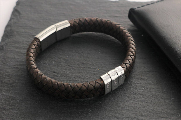 Lederarmband für Herren - Gravurarmband Leder - Silber 925 und Lederarmband - JAEE Namensschmuck