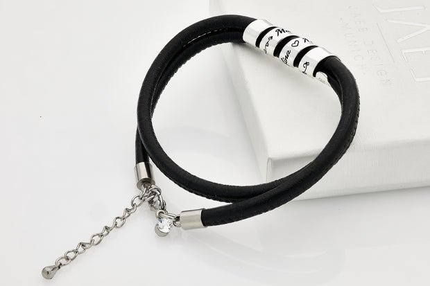 Personalisierte Paararmbänder - Partnerarmbänder aus Sterling Silber 925 und Leder