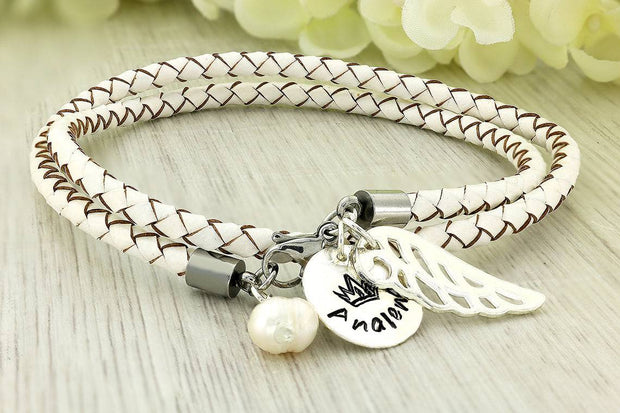 Armband mit Namen - Gravurschmuck für Frauen - Wickelarmband aus Leder - Lederarmband für Frauen - JAEE Namensschmuck