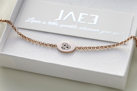 Geburtsblume Armband in gold rosé, Personalisiertes Damenarmband als Geschenk