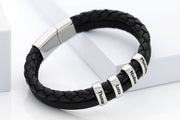 Herrenarmband mit gravierten Ringen - Lederarmband mit namen - JAEE Namensschmuck