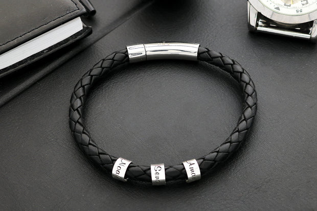 Geflochtenes Lederarmband | GENS | mit Namensgravur