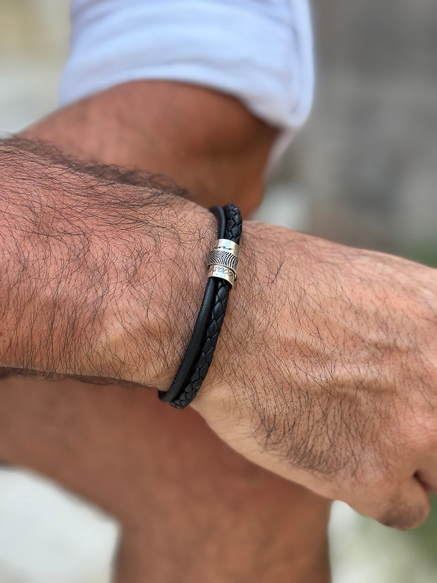 Herren Lederarmband | VINCULUM | mit Fingerabdruck