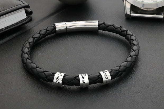 Geflochtenes Lederarmband | GENS | mit Namensgravur