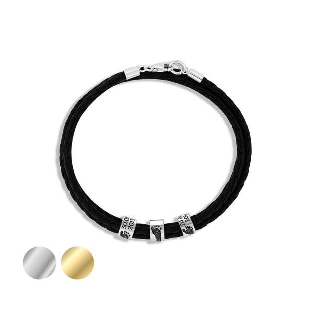 Lederarmband für Väter | MIRACULUM | mit Baby-Fußabdruck