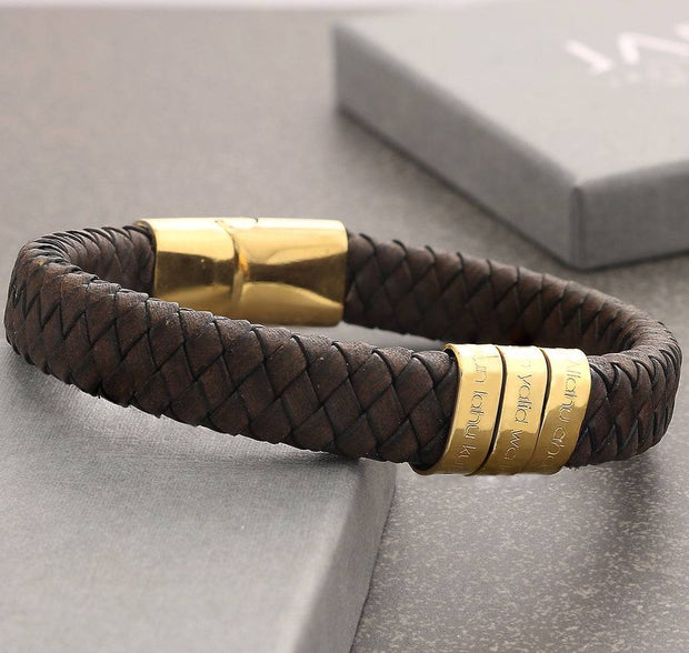 Herren Armband - Gravur Männerschmuck mit Textrolle - Gold Männerarmband mit Gravur - JAEE Namensschmuck