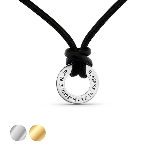 Herren-Lederhalskette | ORBIS | mit personalisierter Ring-Gravur