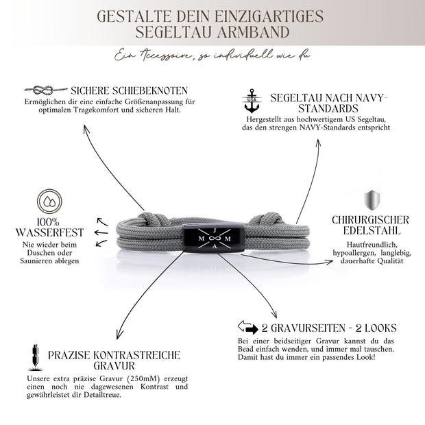 Surfer Armband für sie & ihn | mit persönlicher Wunschgravur - JAEE Namensschmuck