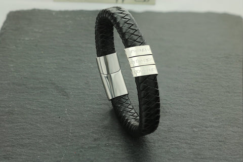 Lederarmband und Silber mit Gravur - Armband für Männer - Herren Armband mit Gravur - JAEE Design