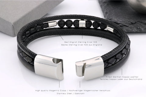 Lederarmband mit Gravur - Mehrreihiges Armband -ID Armband für Mann - JAEE Design