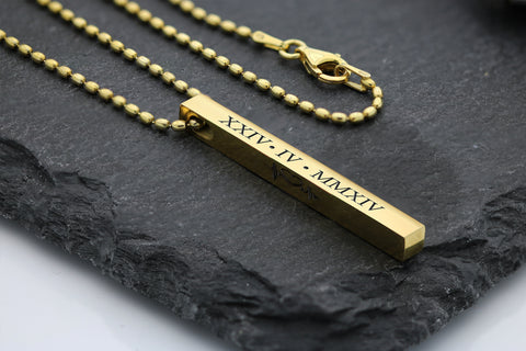 3D Barren Namenskette für Männer - Barren Halskette mit Gravur - JAEE Namensschmuck