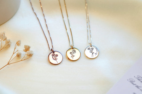 Geburtsblume Halskette in gold, gold rosé oder silber