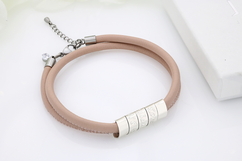 – JAEE - Namensschmuck - Geburtstagsgeschenk Wickelarm personalisiertes Damen Leder Armband