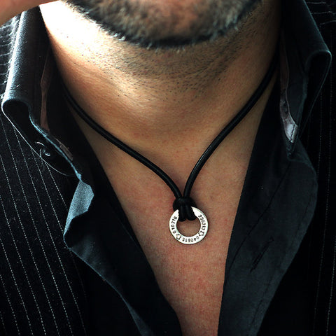 Männer Silber Halskette - Silber Leder Halskette - Männer  Halskette - Silber Halskette für Männer - JAEE Design